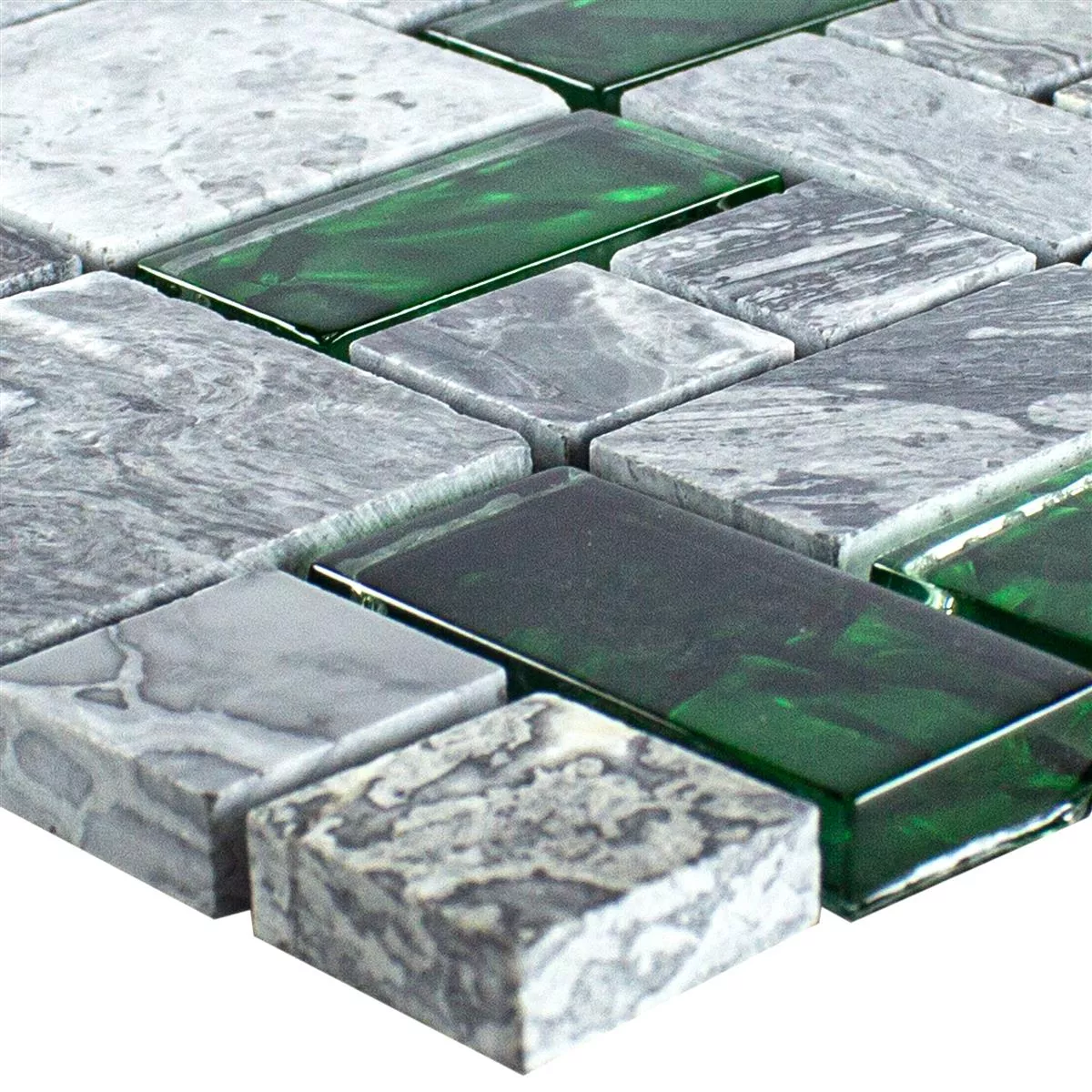 Glas Natursten Mosaik Plattor Sinop Grå Grön 2 Mix