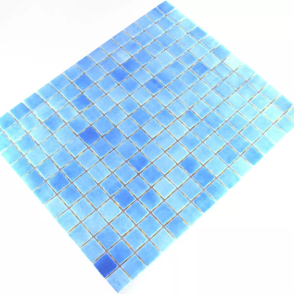 Mosaik Glas Simbassäng 25x25x4mm Ljusblå Mix