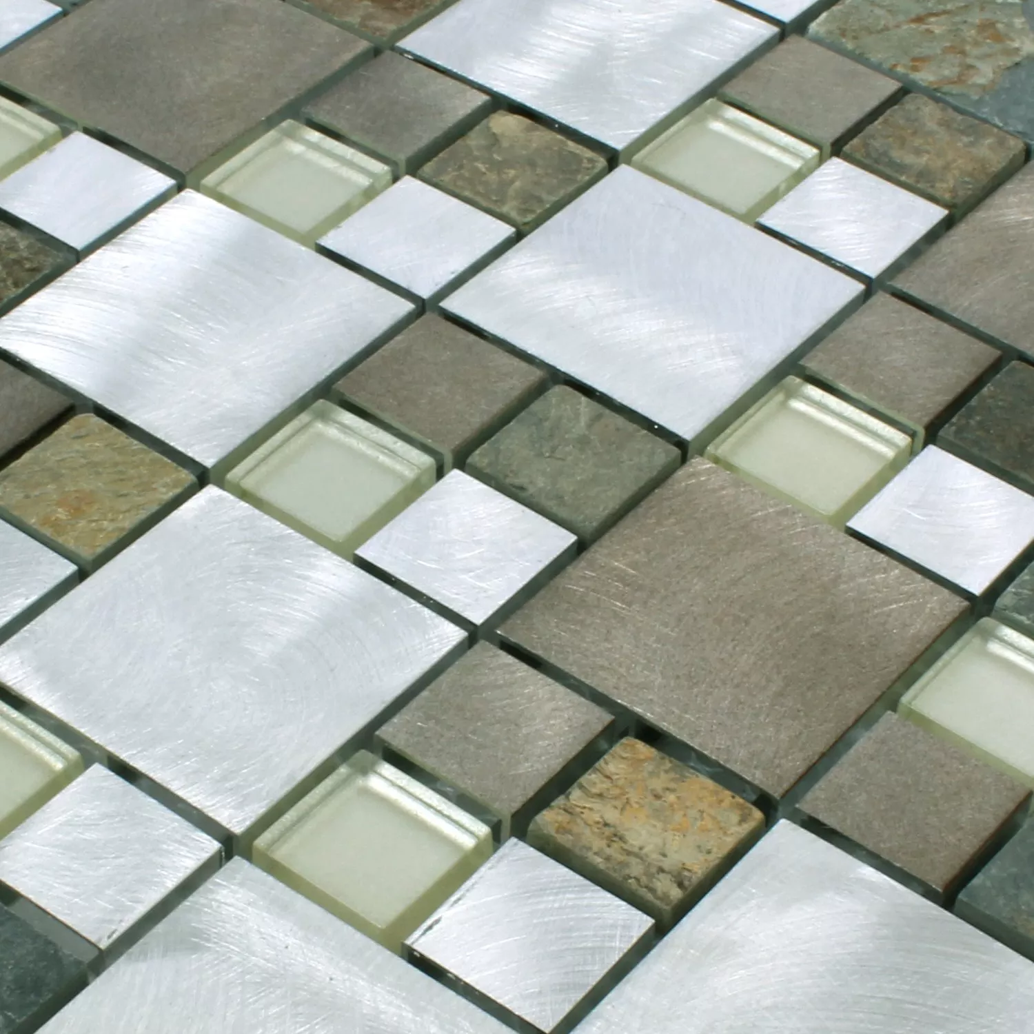 Mosaik Natursten Glas Aluminium Banzai
