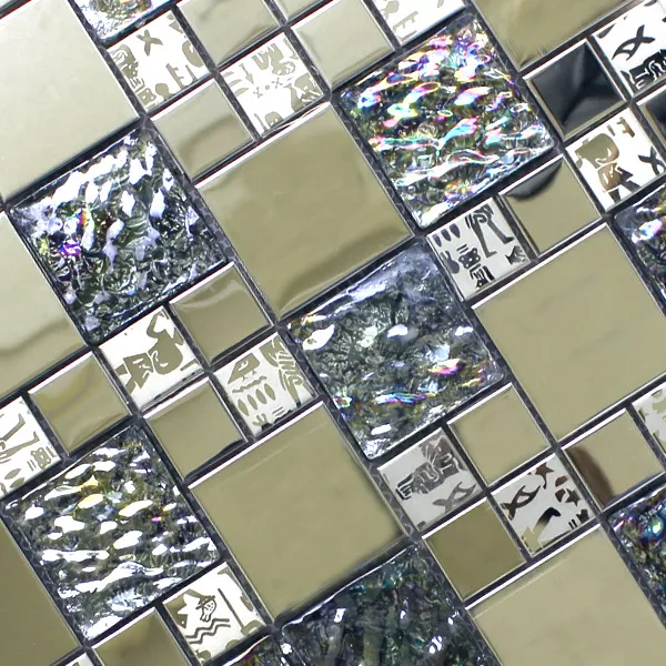 Mosaik Glas Rostfritt Stål Metall Agypt Silver