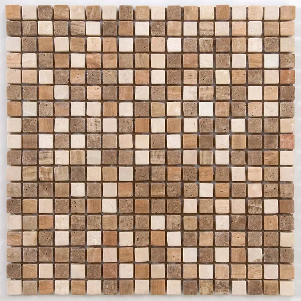 Mosaik Marmor Brun Mix 15x15x8mm