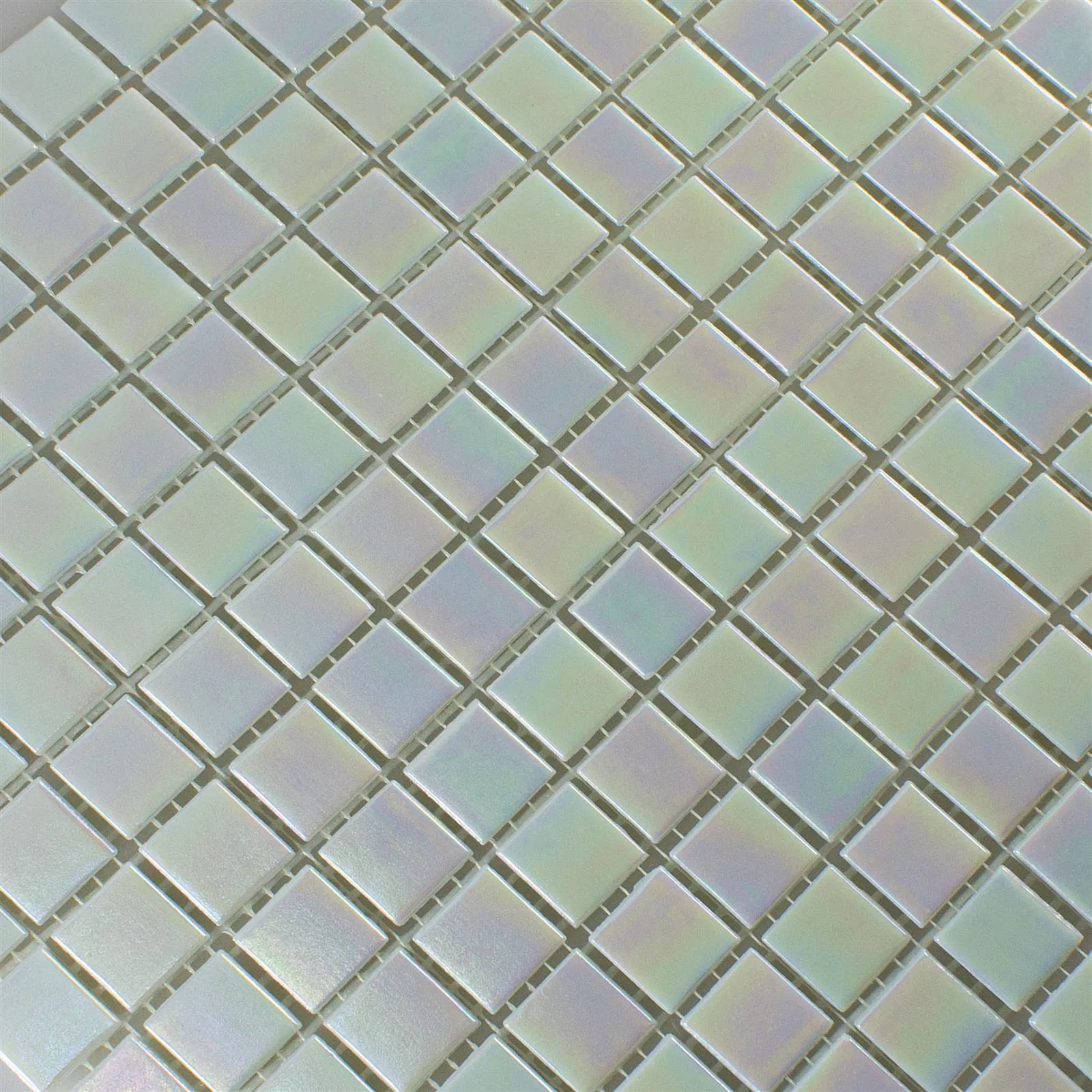 Glasmosaik Pärlemor Effekt Ingolstadt Vit Fyrkant 20