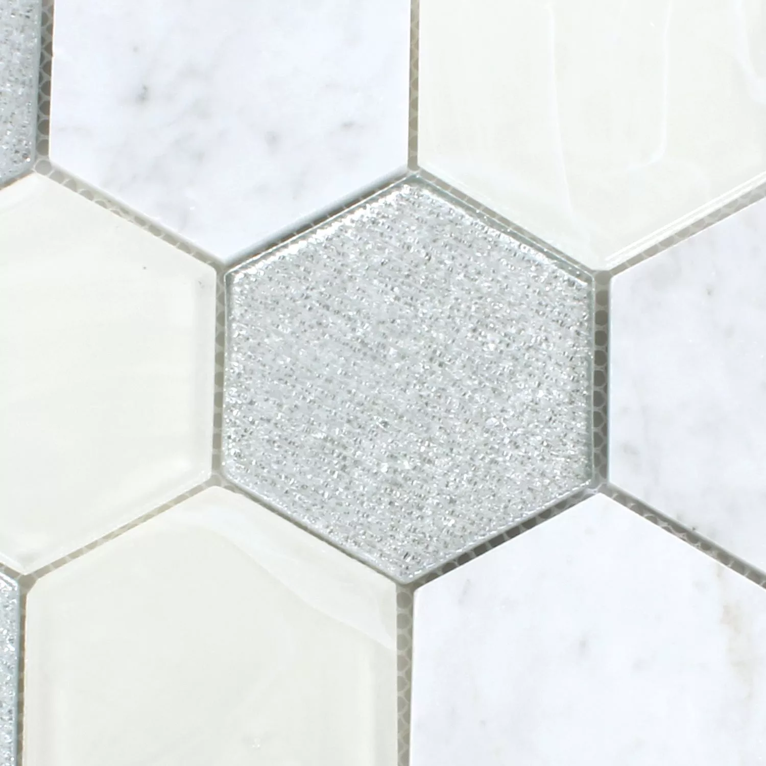 Mosaik Hexagon Lipari Silver Grå