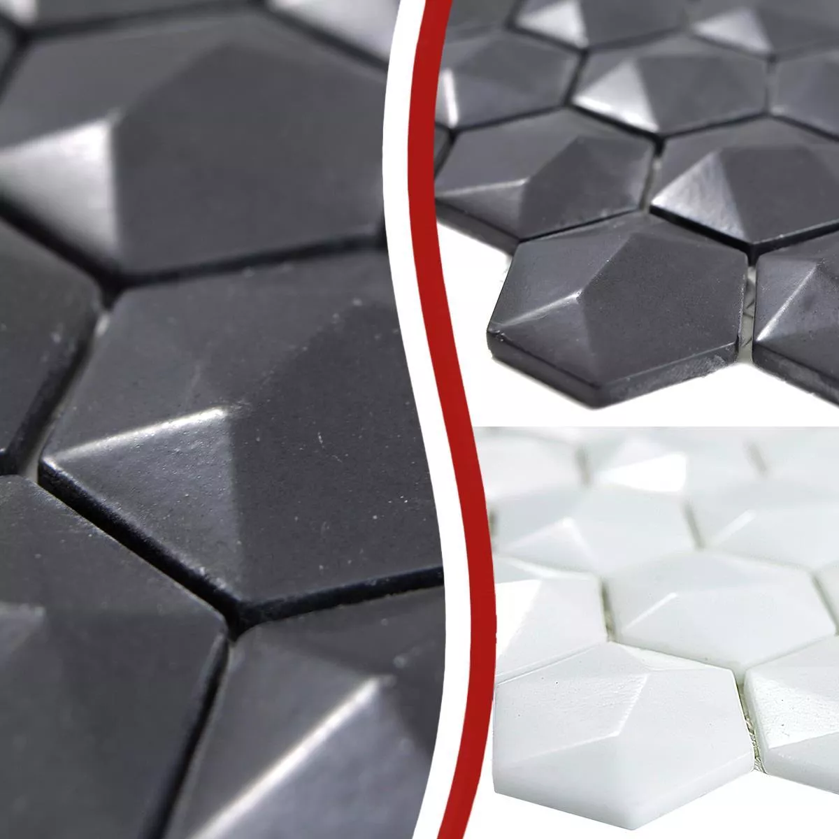 Prov Glasmosaik Plattor Benevento Hexagon 3D