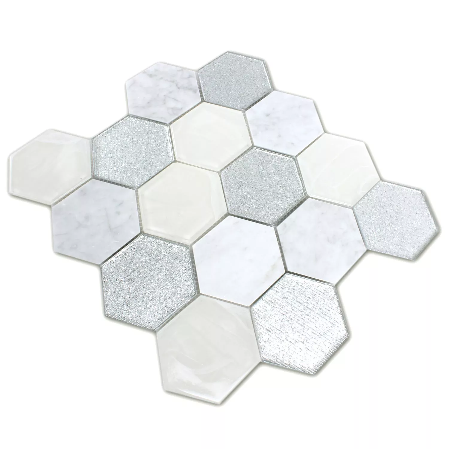 Mosaik Hexagon Lipari Silver Grå