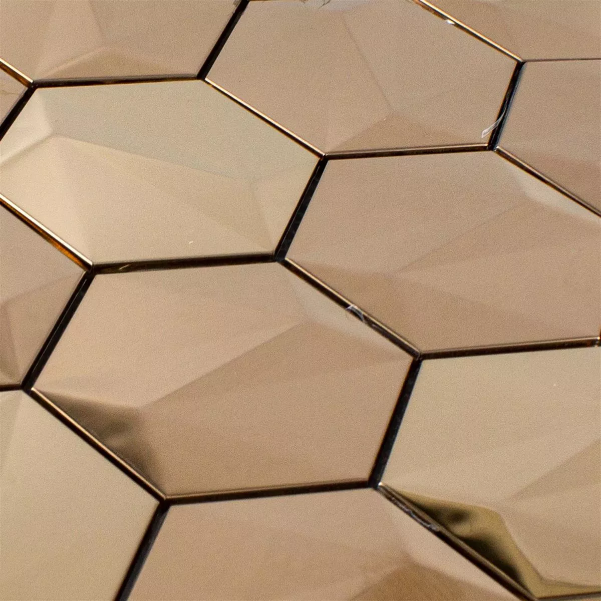 Rostfritt Stål Mosaik Durango Hexagon 3D Koppar