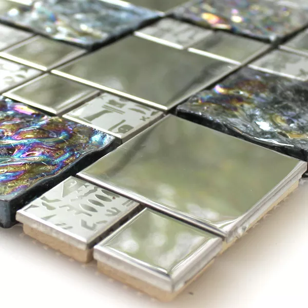 Prov Mosaik Glas Rostfritt Stål Metall Agypt Silver