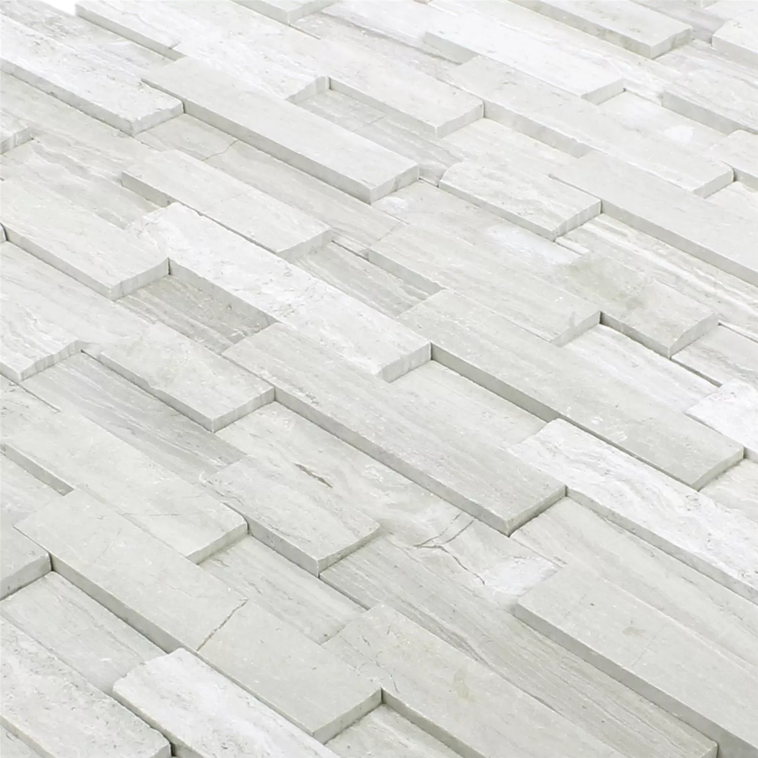 Prov Mosaik Marmor Stettin 3D Brick Grå