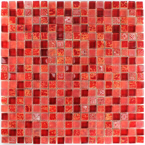 Mosaik Escimo Glas Natursten Röd