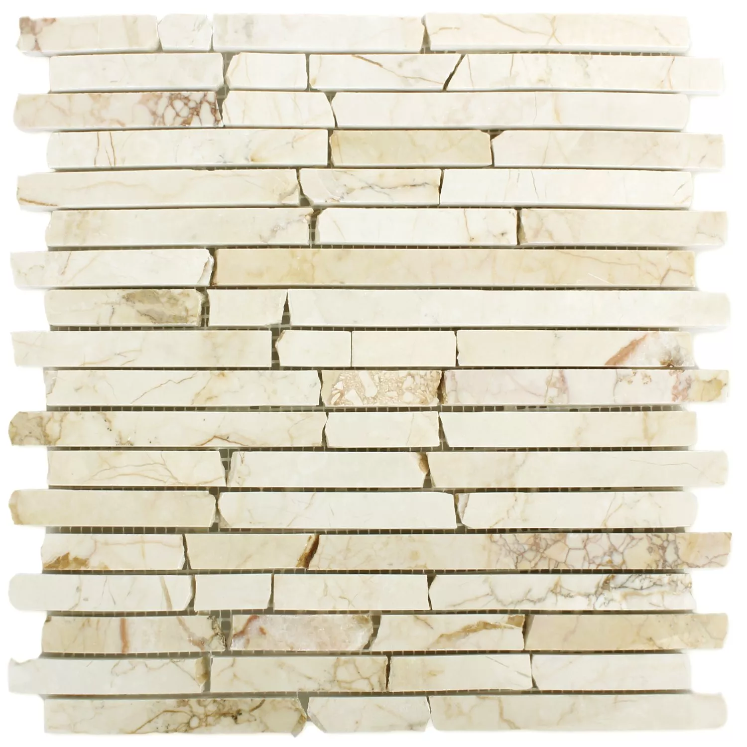 Mosaik Natursten Marmor Brick Gulden Cream Polerad