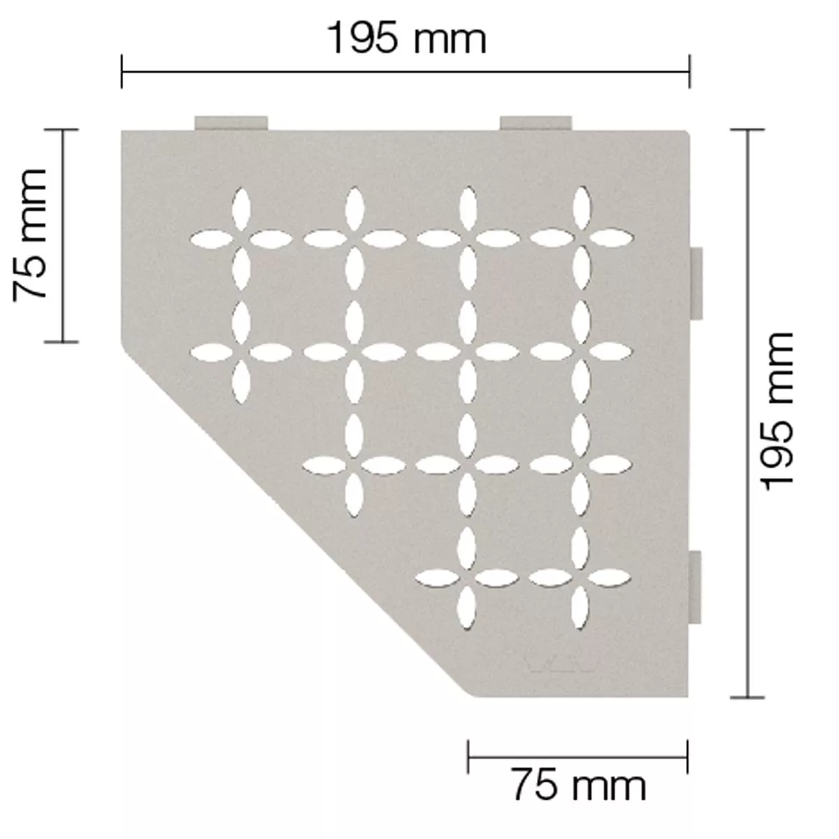 Vägghylla duschhylla Schlüter 5-hörnig 19,5x19,5cm blommig beige