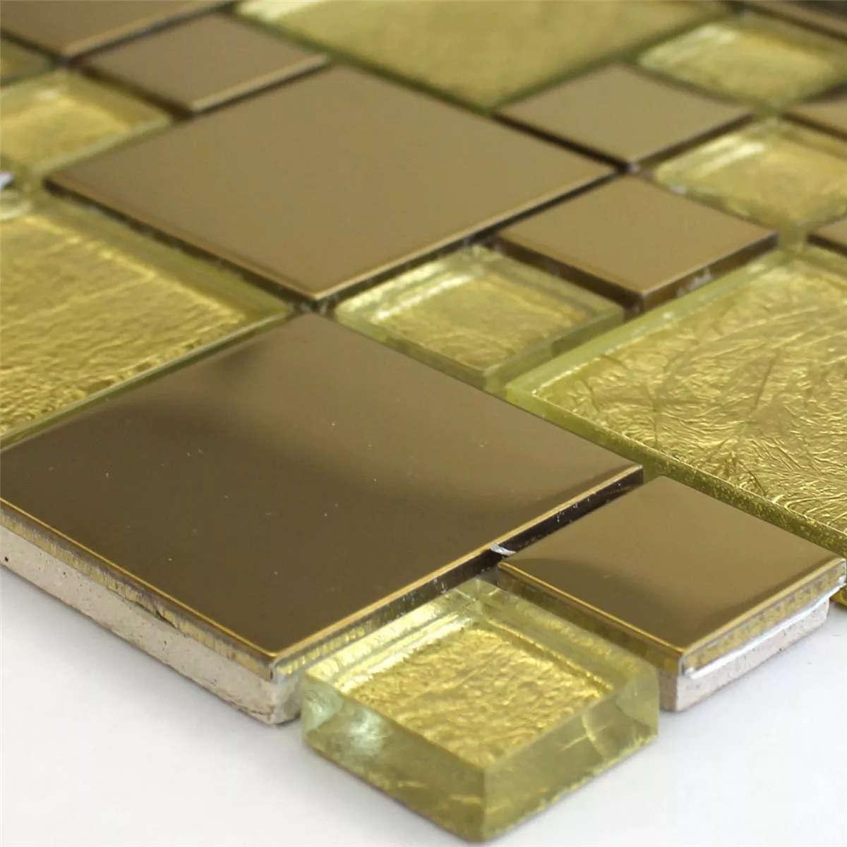 Mosaik Glas Rostfritt Stål Metall Guld