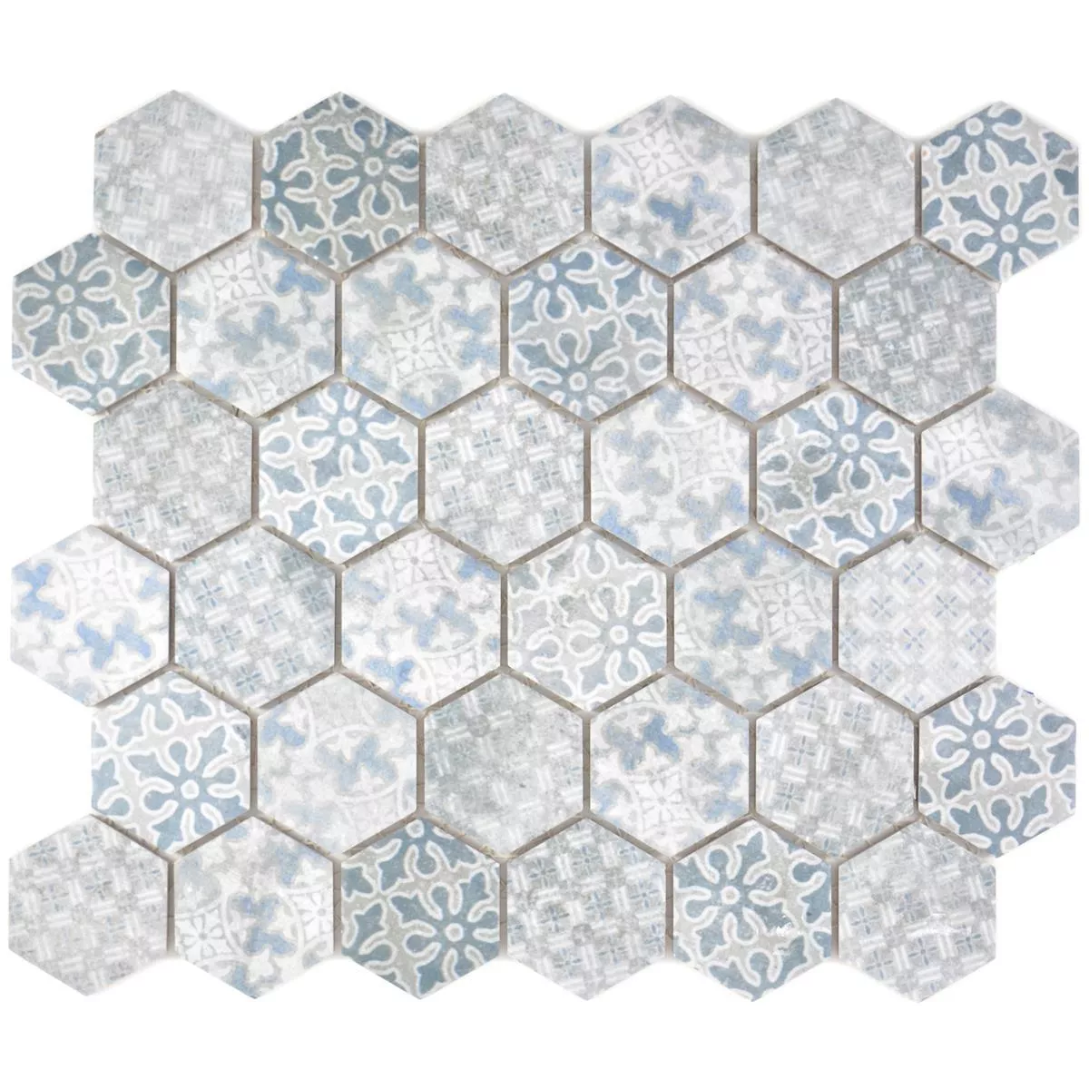 Keramikmosaik Retro Plattor Lawinia Hexagon Blå