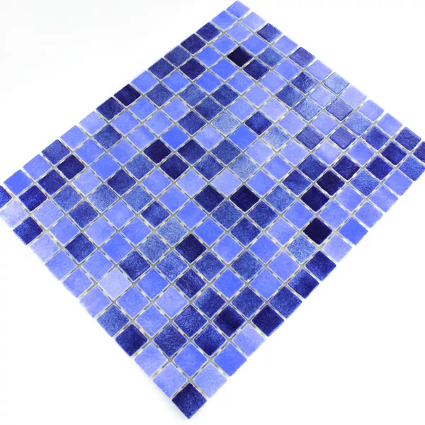 Mosaik Glas Simbassäng 25x25x4mm Blå Mix
