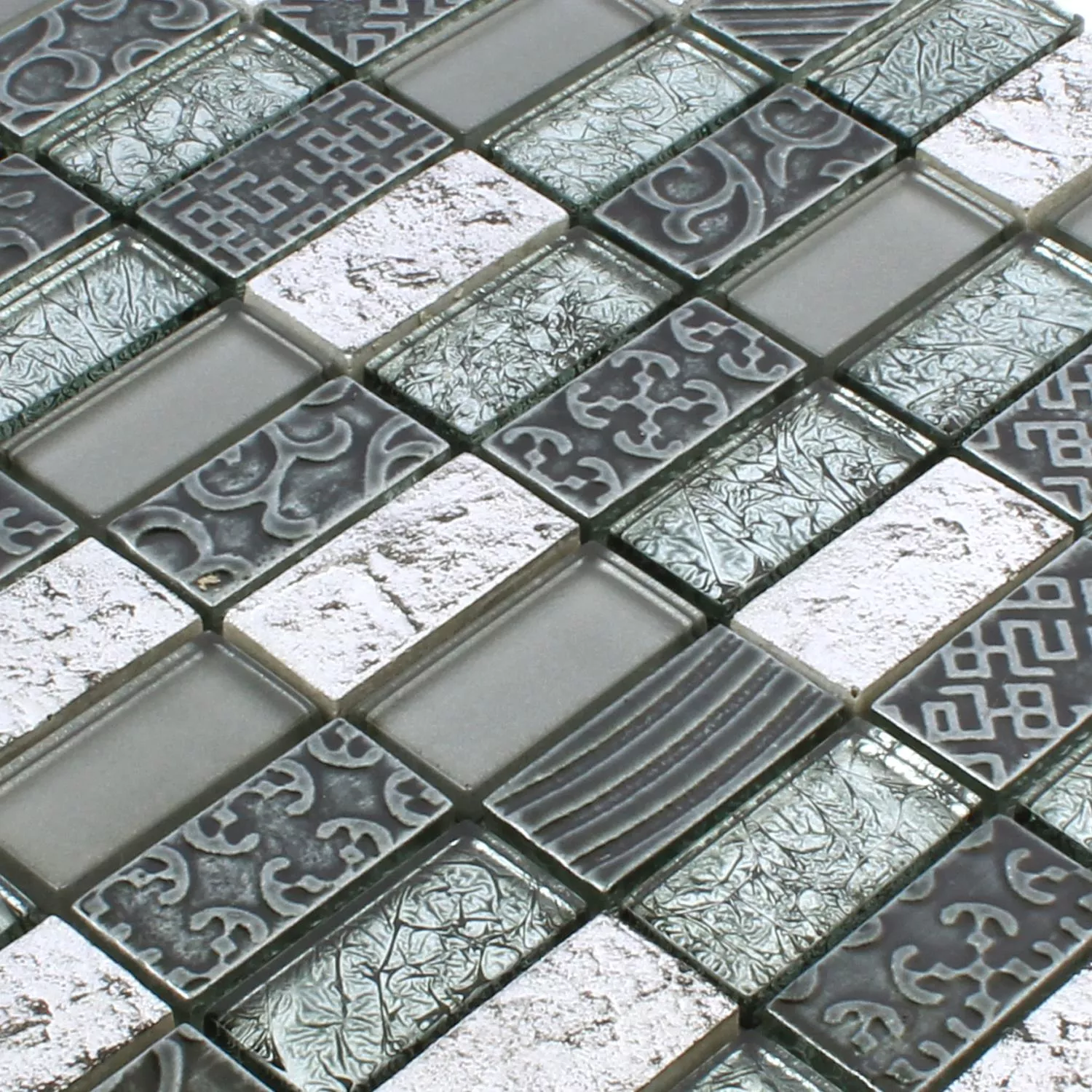 Mosaik Glas Natursten Piroshka Silver