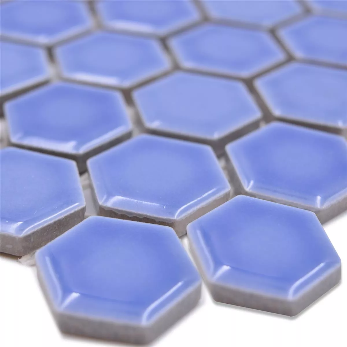 Prov från Keramikmosaik Salomon Hexagon Ljusblå H23
