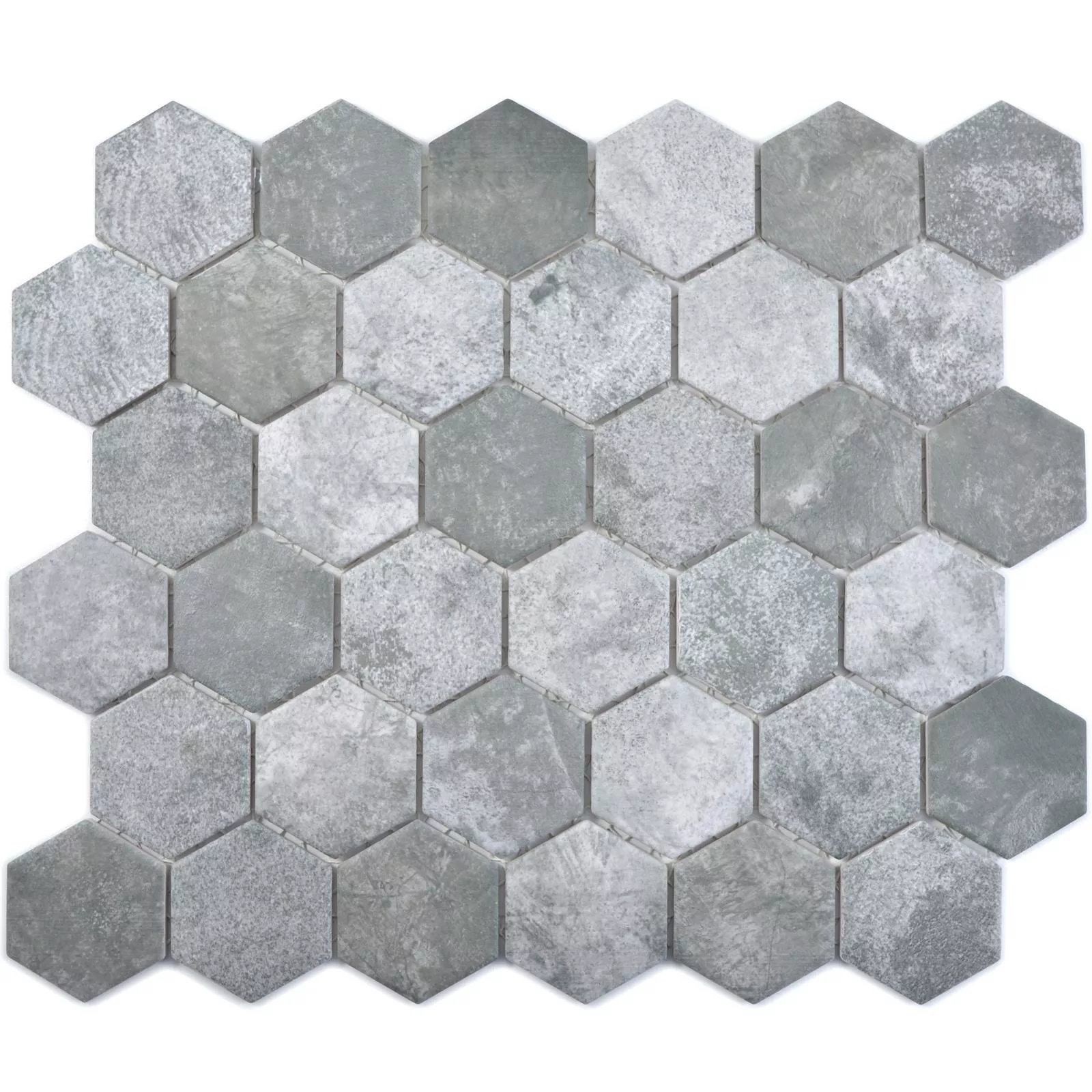 Keramikmosaik Comtessa Hexagon Cement Optik Mörkgrå