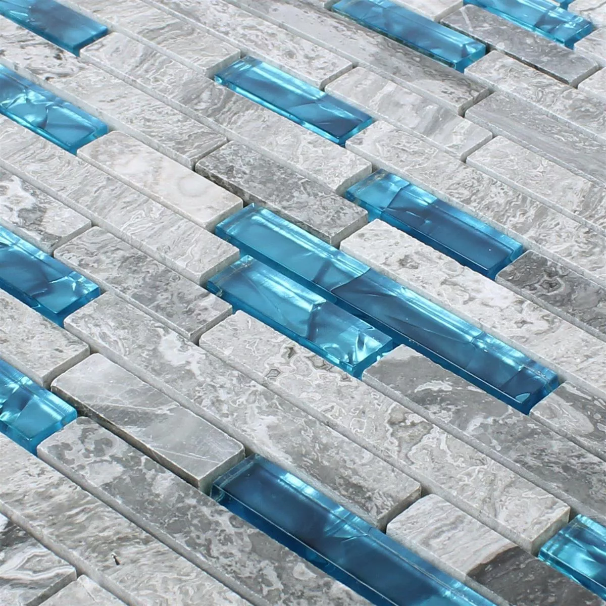 Glasmosaik Natursten Kakel Sinop Grå Blå