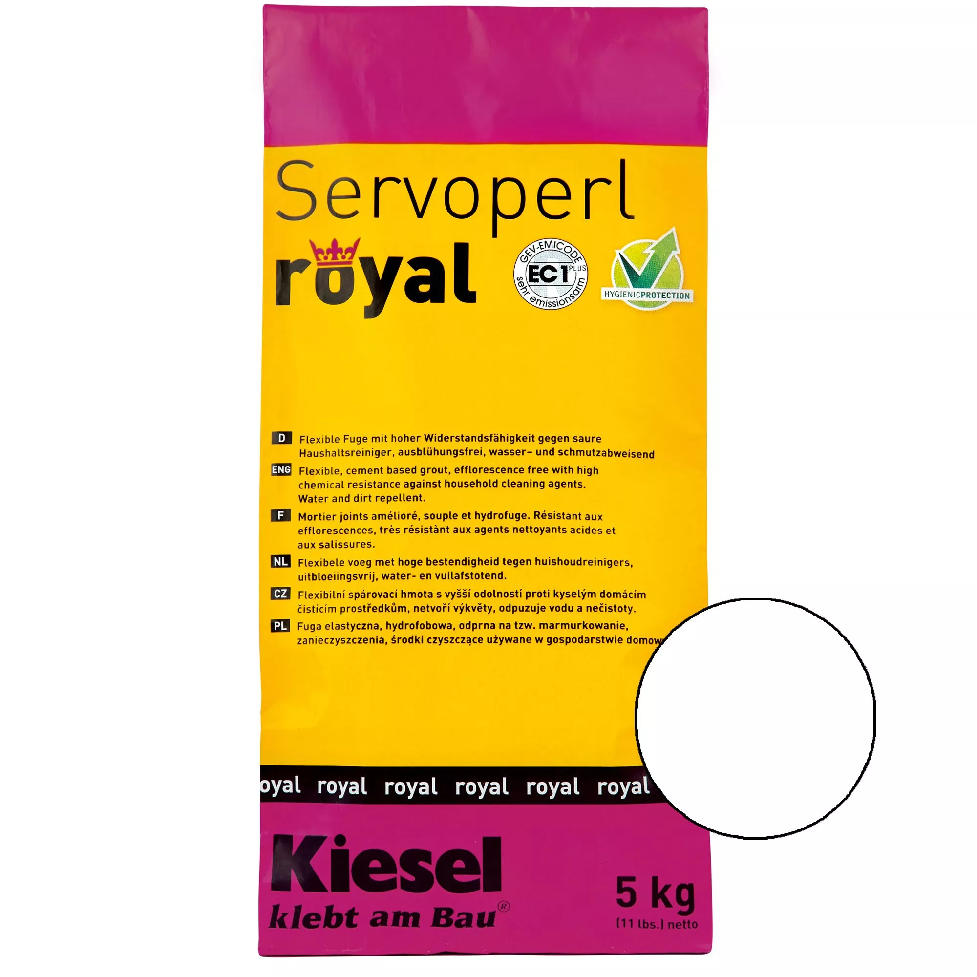 Kiesel Servoperl Royal - Flexibel, Vatten- Och Smutsavvisande Fog (5KG Vit)