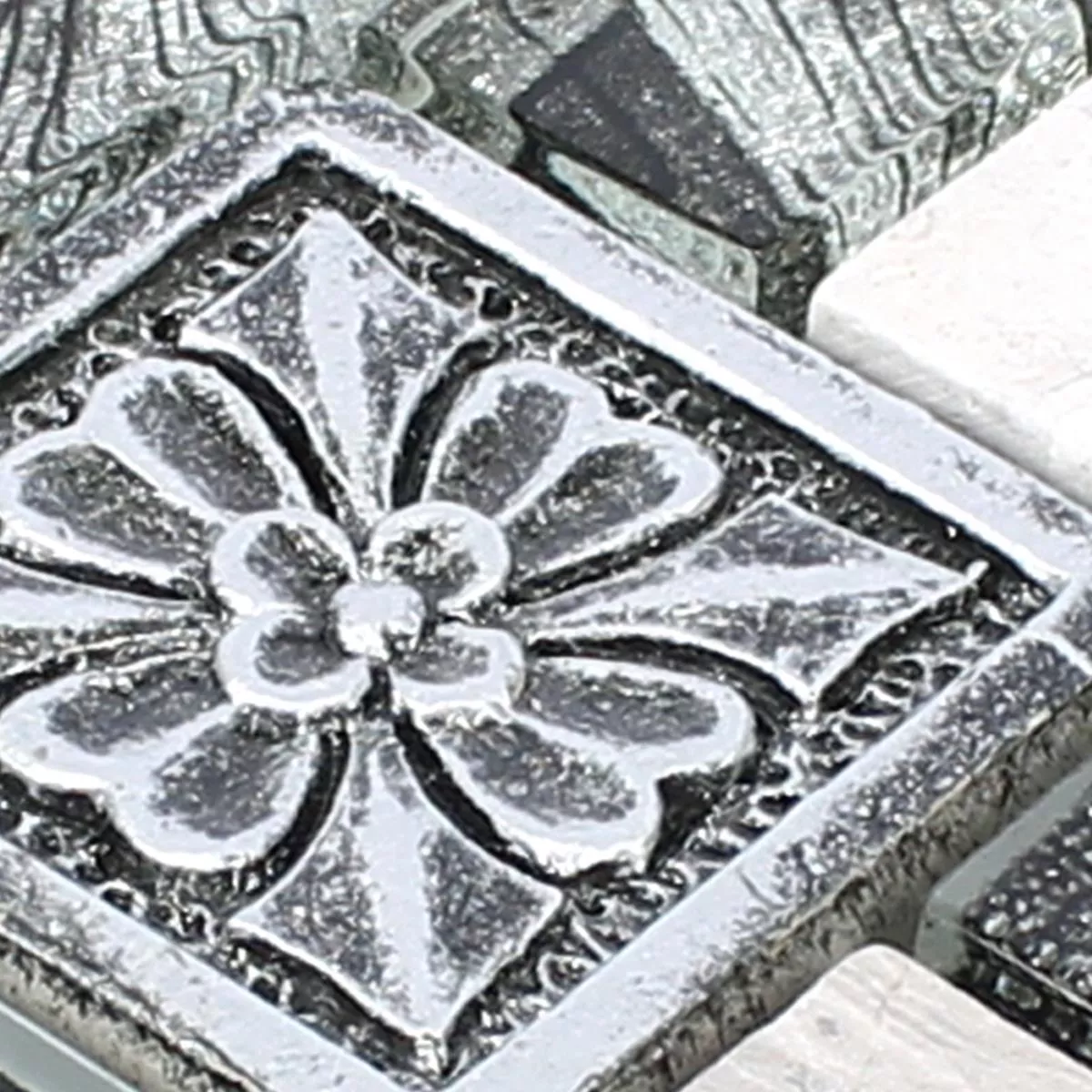 Prov Mosaik Levanzo Glas Resin Ornament Mix Silver
