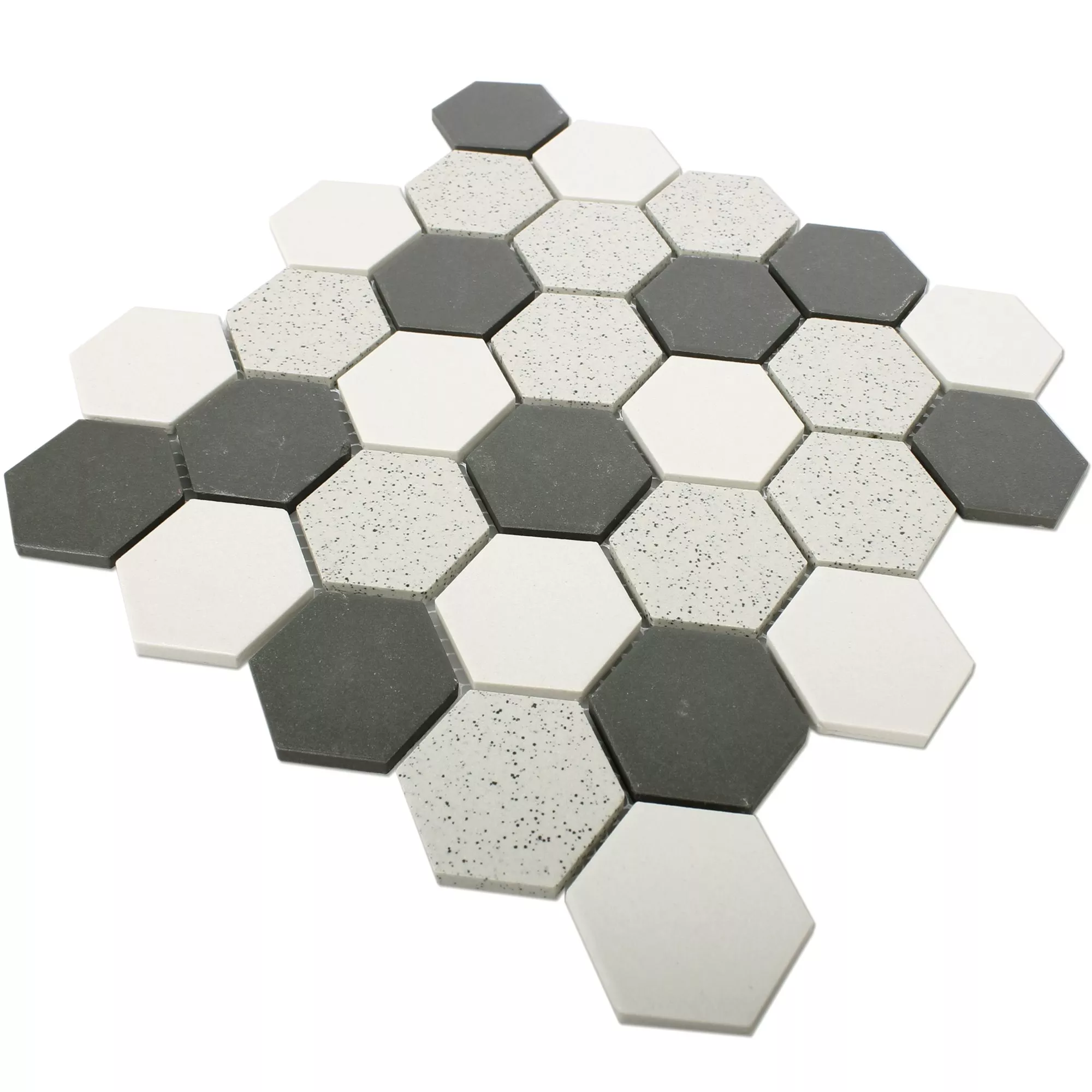 Keramik Mosaik Monforte Hexagon Svart Grå 51