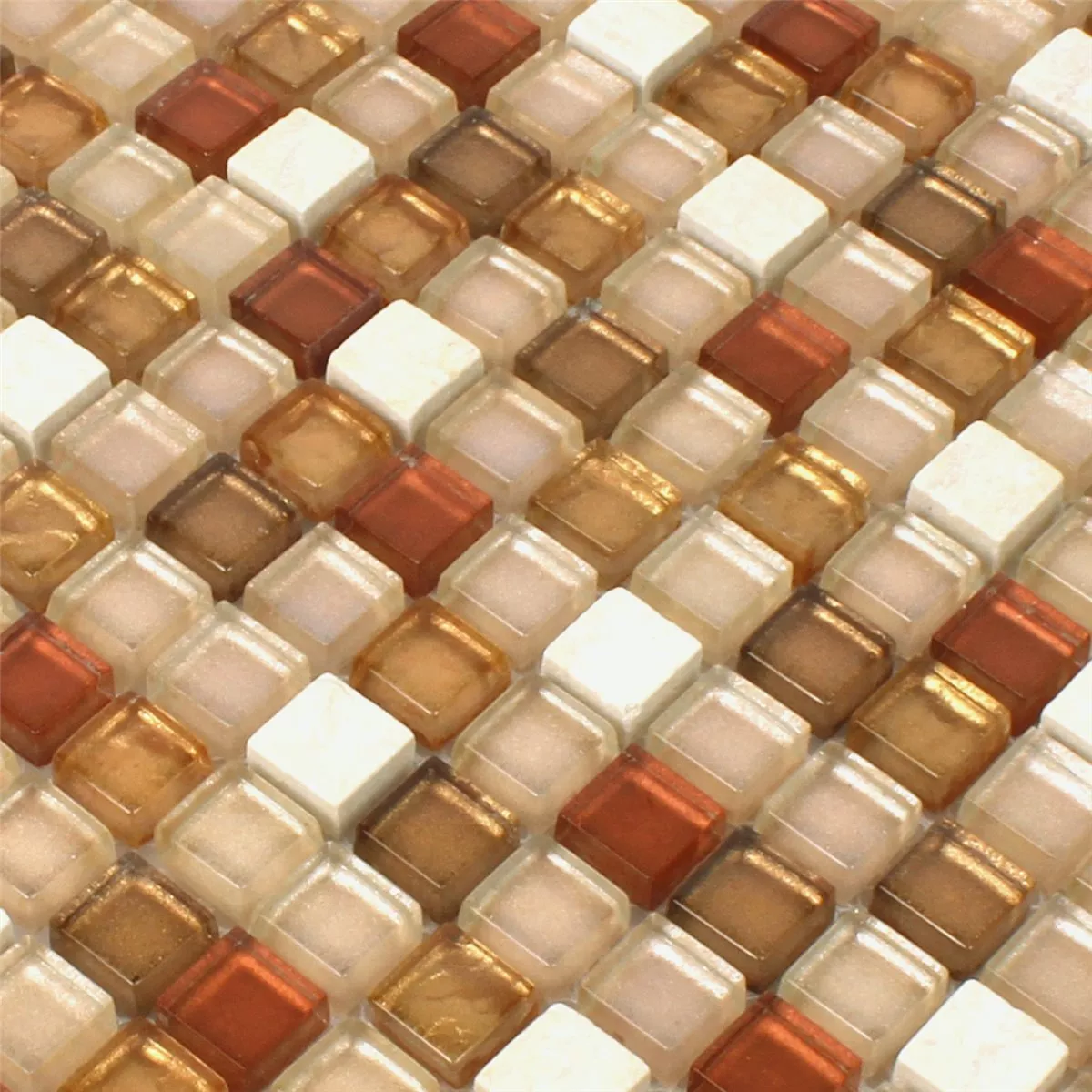 Mosaik Glas Natursten Mix Ocker Guld
