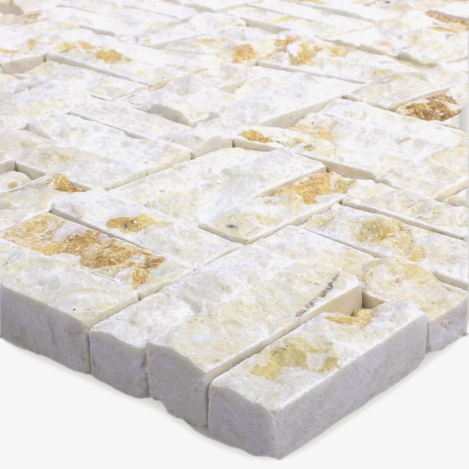 Mosaik Natursten Parkett Splitface 3D Beige Mosaik Natursten Parkett Splitface 3D Beige