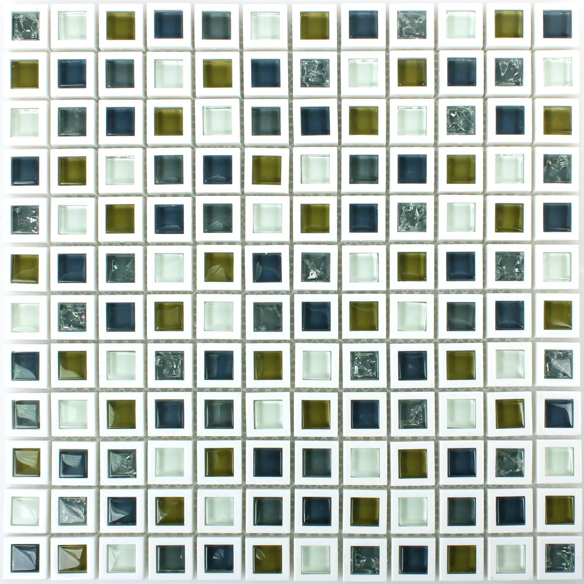 Glas Plast Mosaik Anatolia Grön Vit