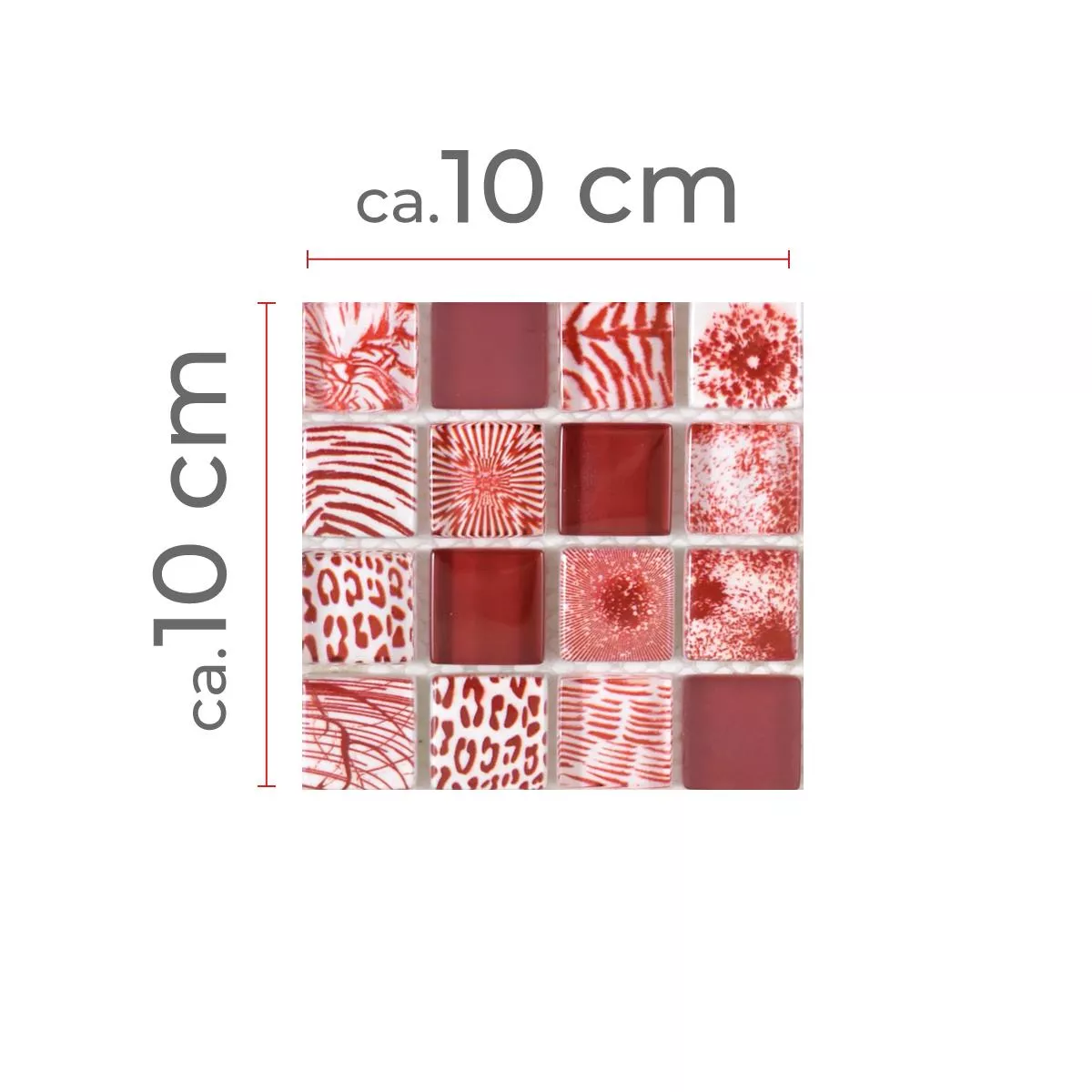 Prov Glasmosaik Plattor Cornelia Retro Optik Röd