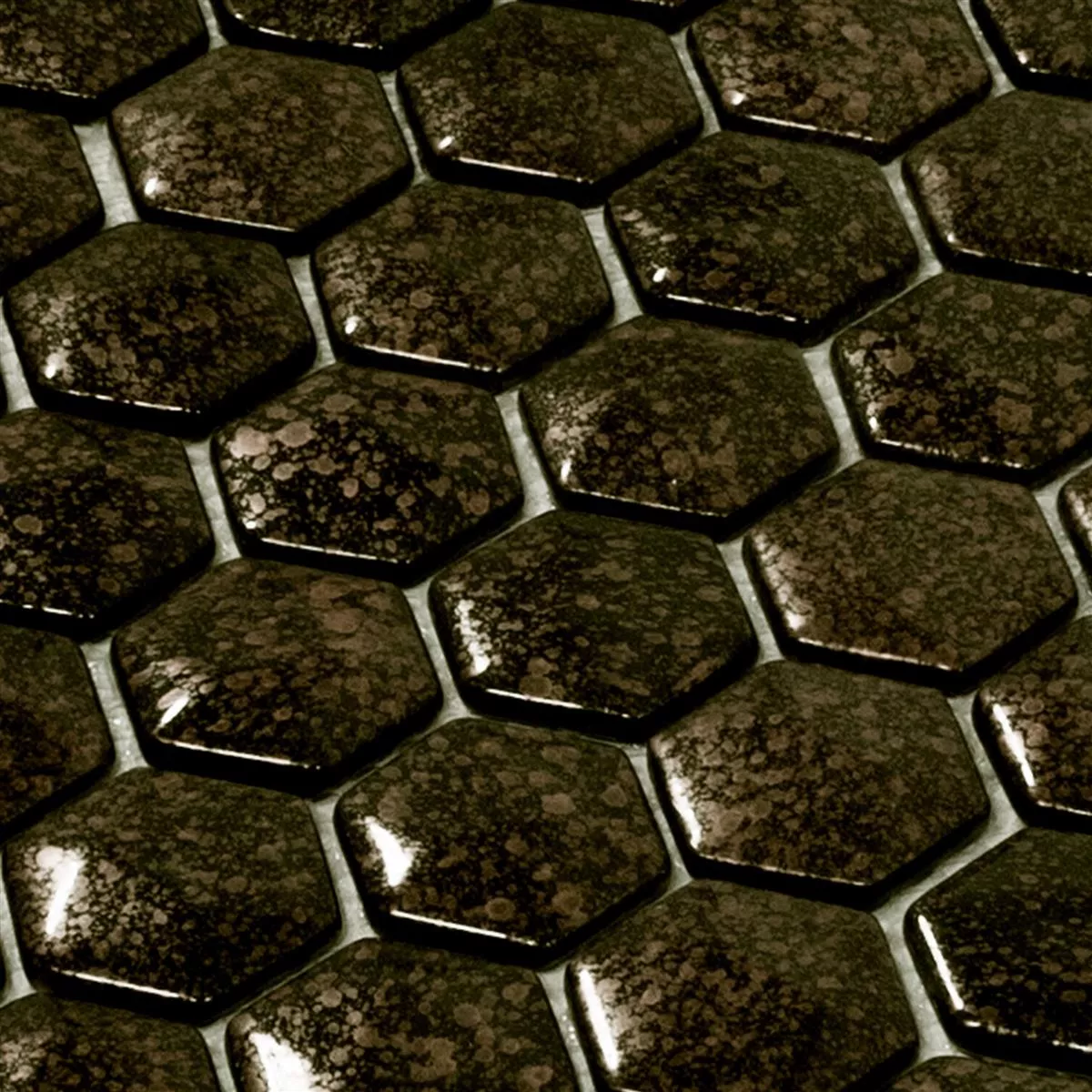 Glasmosaik Plattor Leopard Hexagon 3D Guld