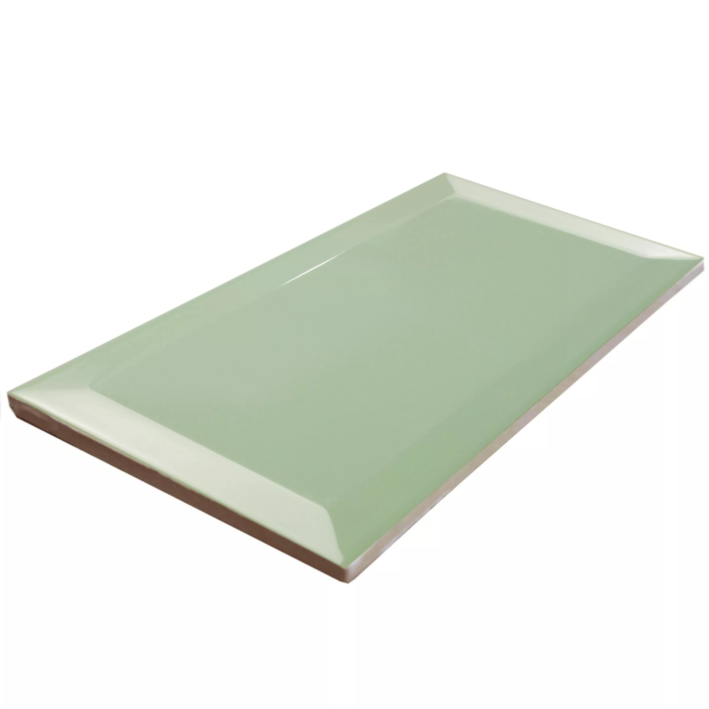 Prov Metro Kakel Brussel Med Fasett 10x20x0,7cm Verde