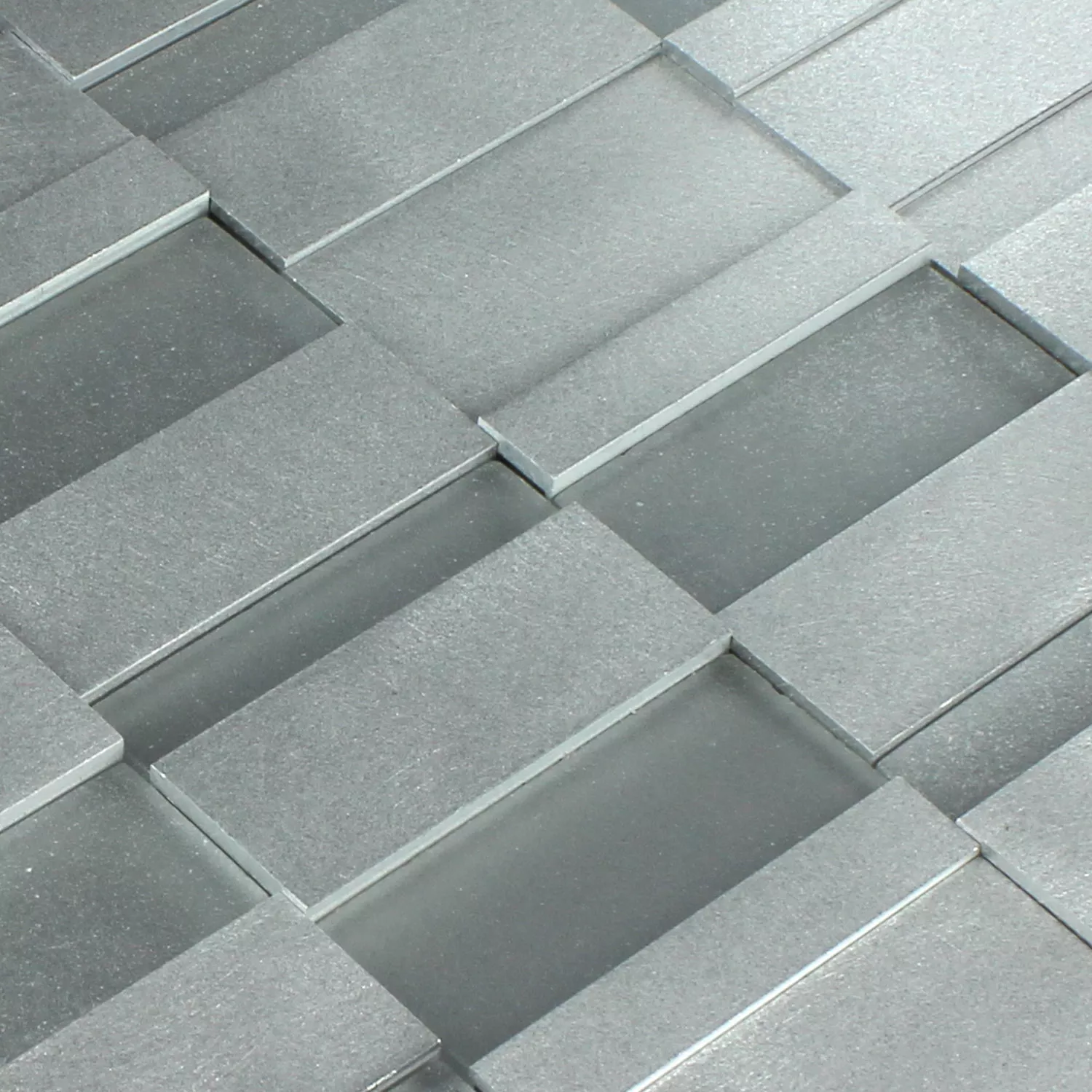 Mosaik Glas Metall Silver Mix