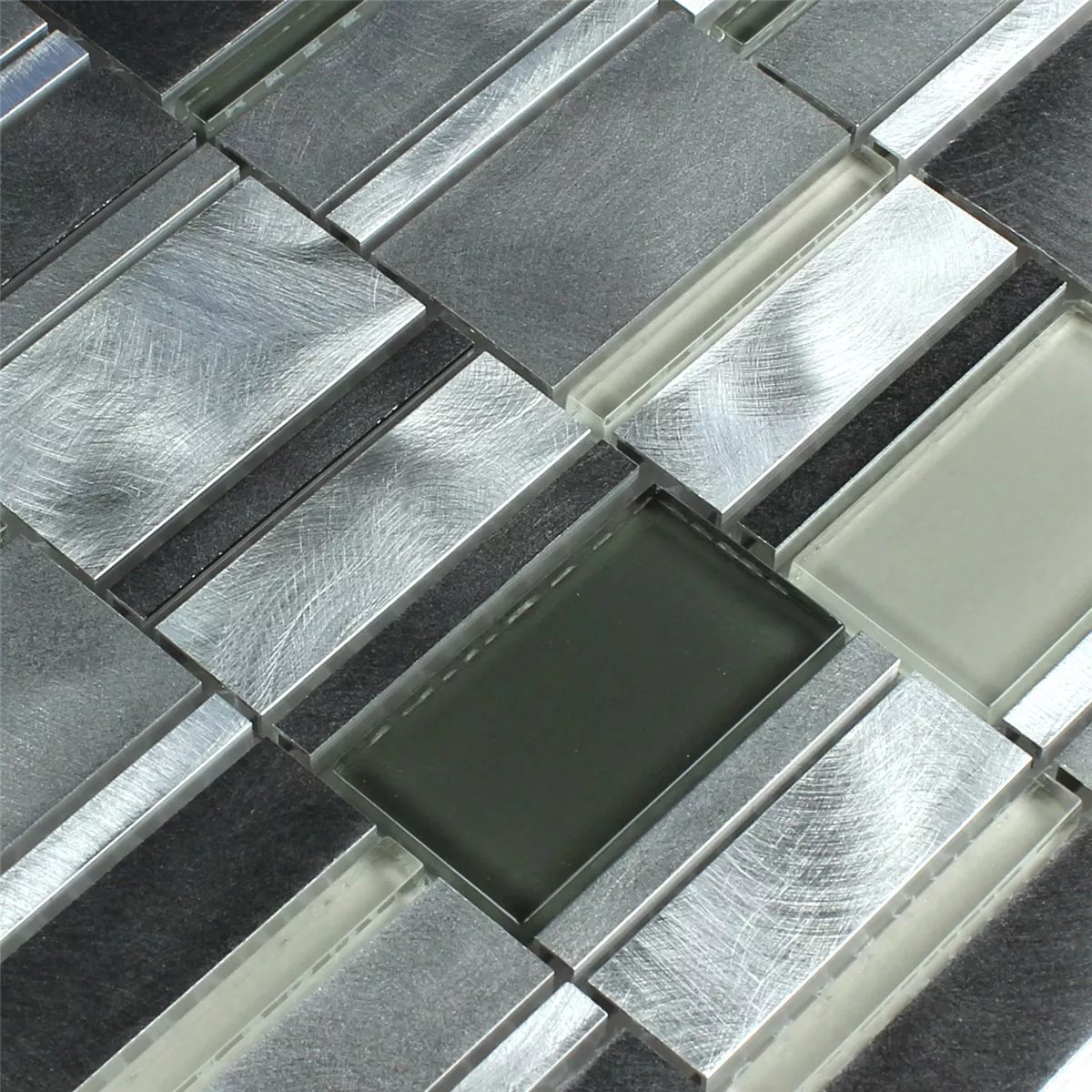 Aluminium Glasmosaik Grå Silver