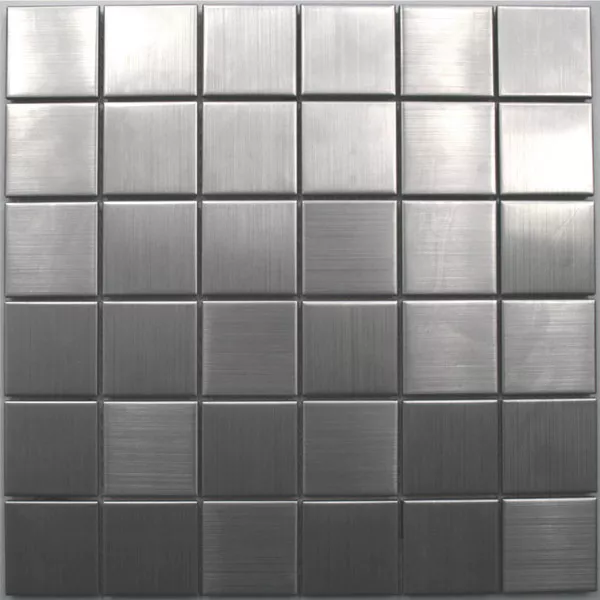 Mosaik Rostfritt Stål Silver Borstat Kvadrat 48