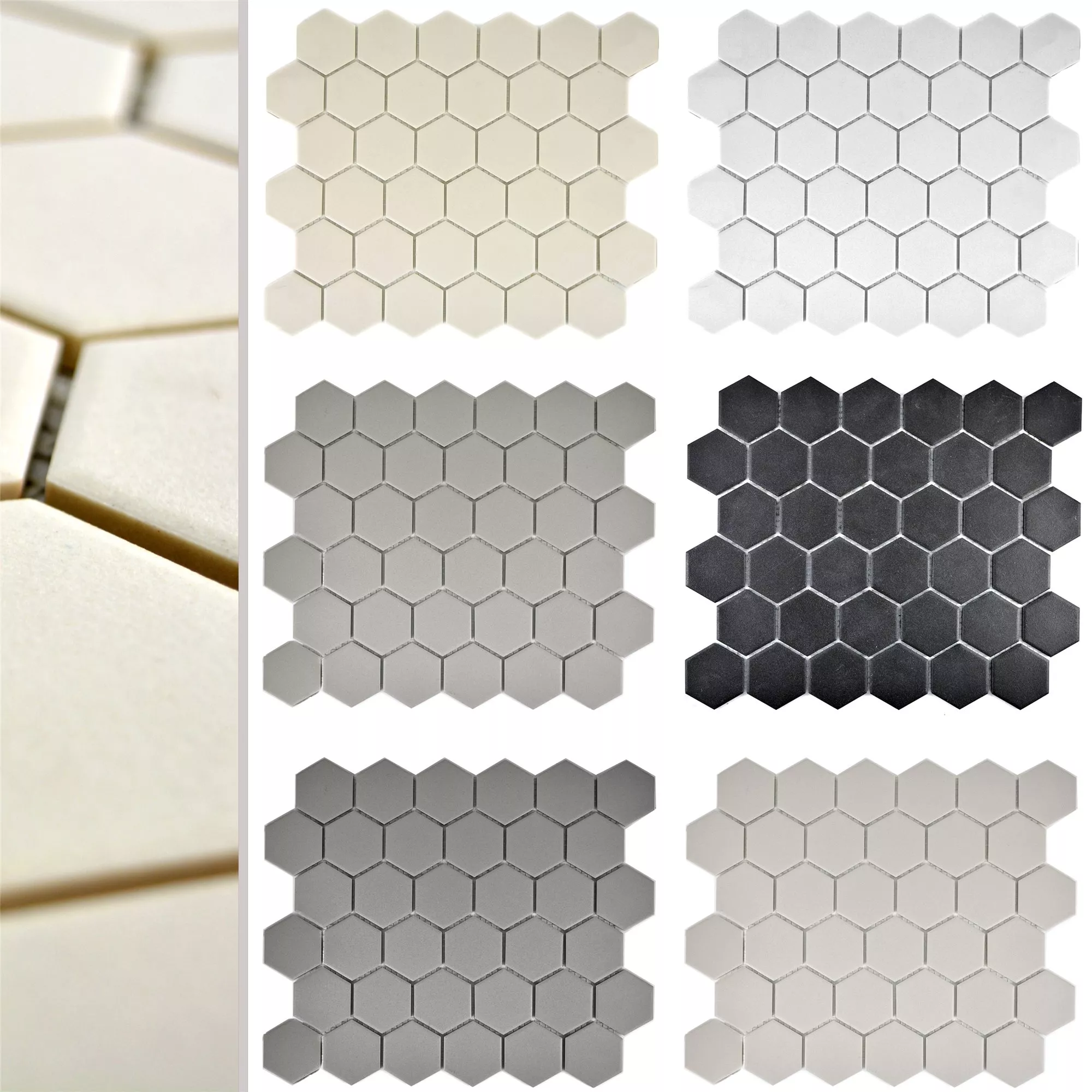 Prov Keramik Mosaik Begomil Hexagon Oglaserad