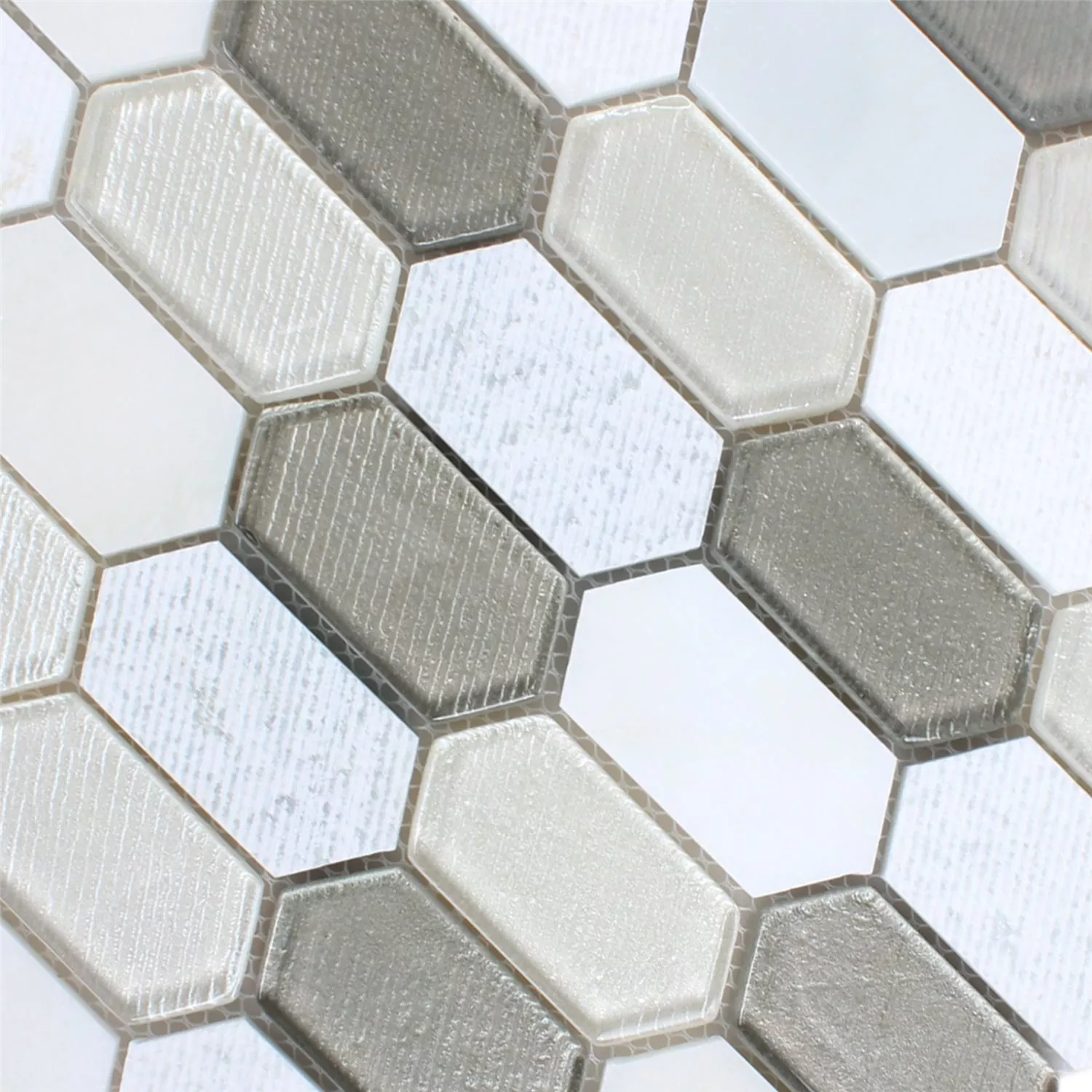 Mosaik Februata Hexagon Vit Beige Grå