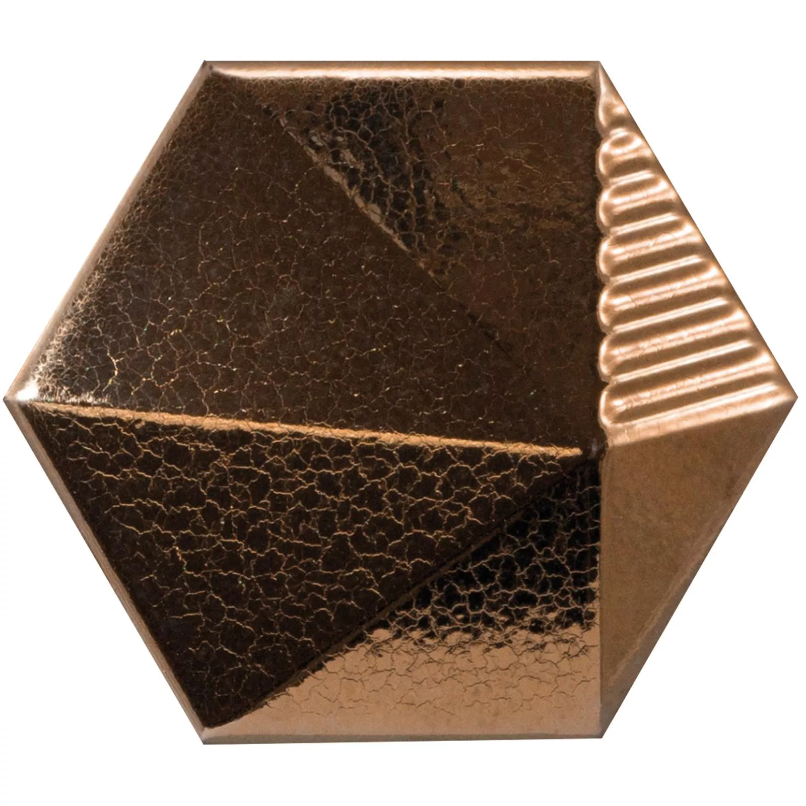 Prov Kakel Rockford 3D Hexagon 12,4x10,7cm Koppar