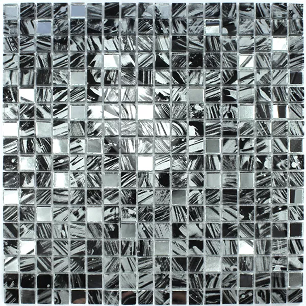 Glasmosaik Spegel Grå Marmoriert 15x15x6mm