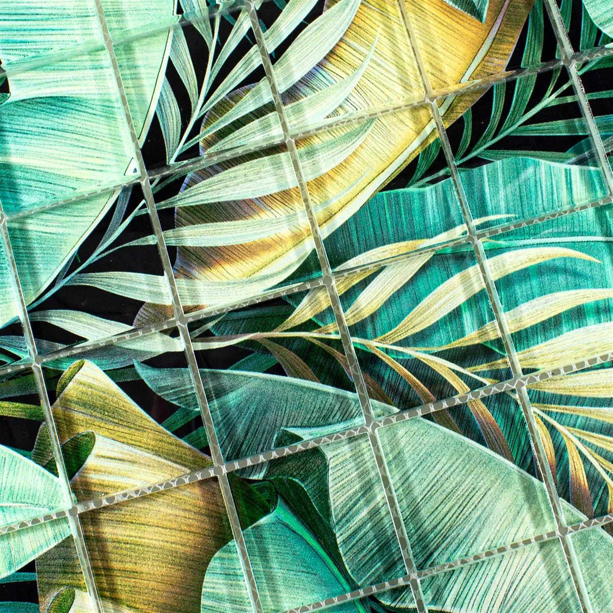 Glasmosaik Plattor Pittsburg Blomoptik Grön Brun