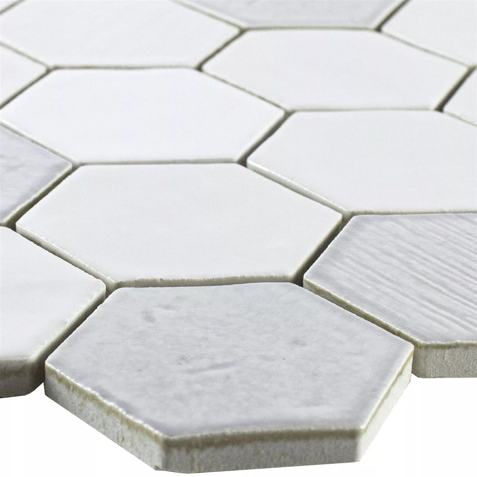 Prov Keramik Mosaik Roseburg Hexagon Glänsande Vit