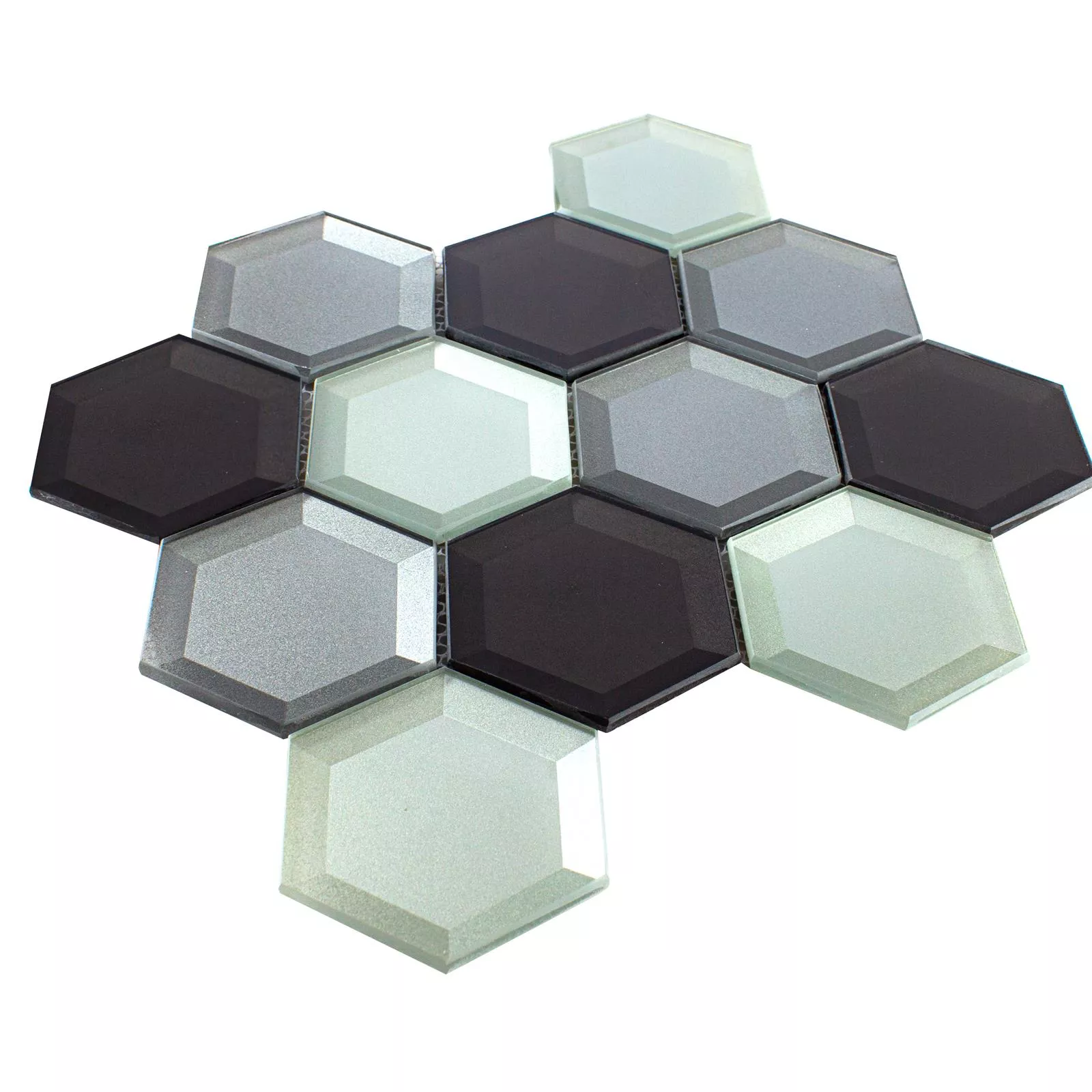 Prov Glasmosaik Melfort Hexagon Brun Silver Turkos