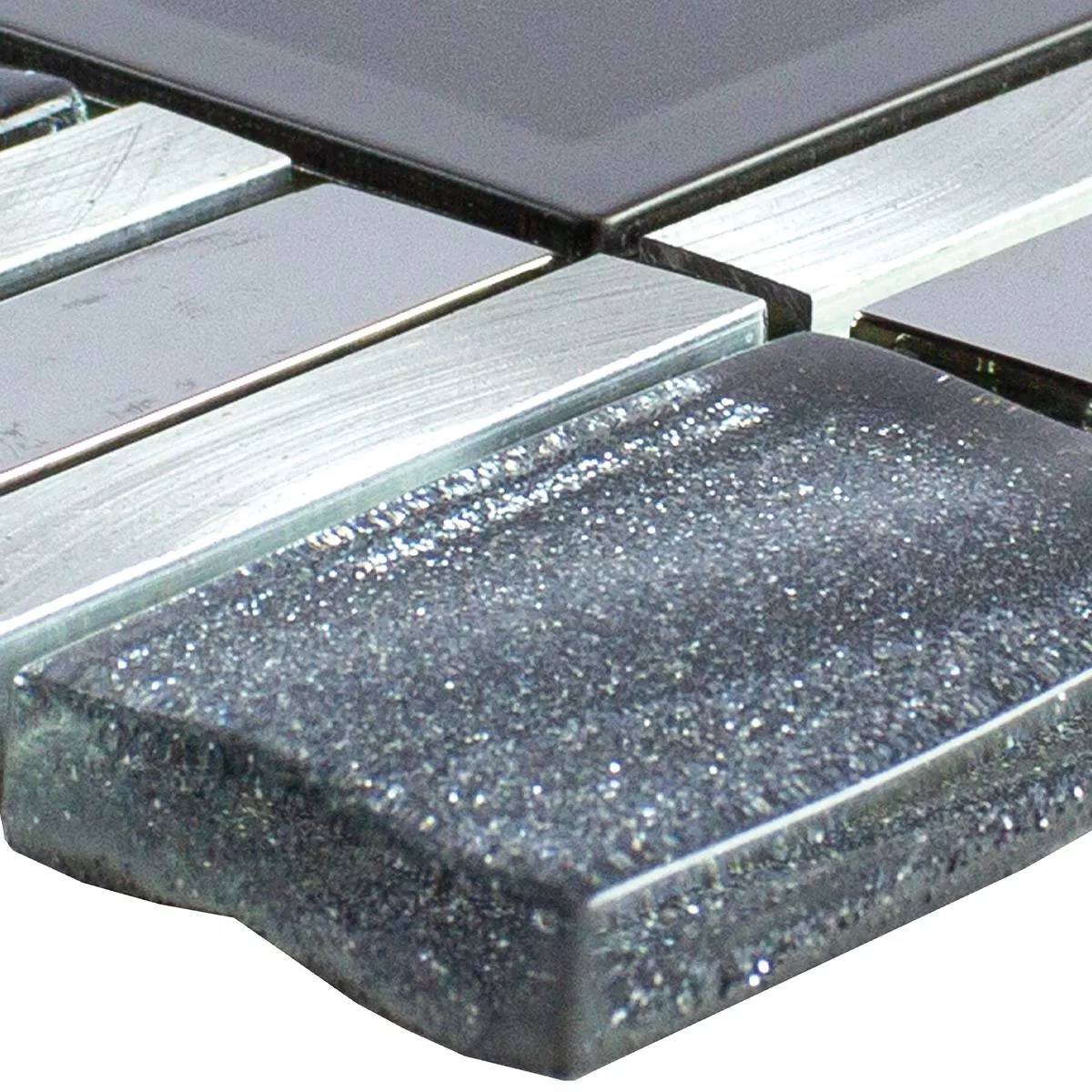 Prov Glas Aluminium Mosaik LaCrosse Svart Grå Silver