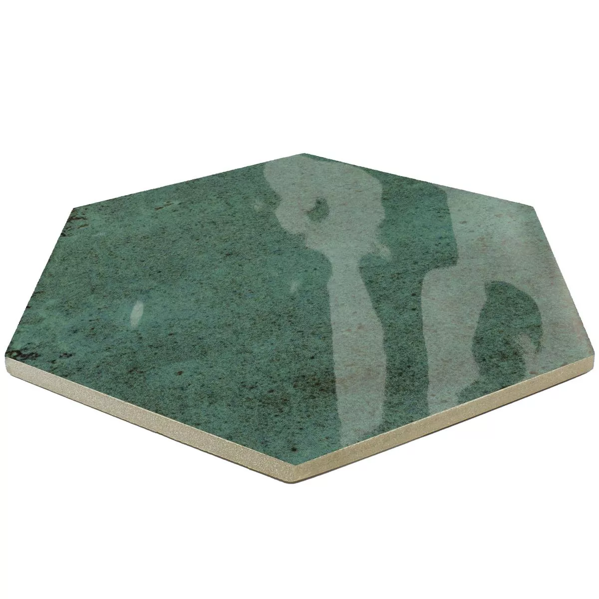 Kakel Arosa Glänsande Korrugerad Hexagon Smaragdgrön 17,3x15cm