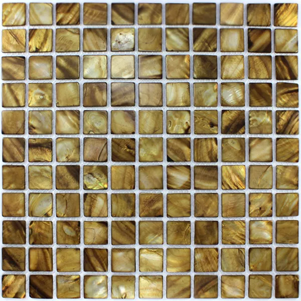 Mosaik Glas Pärlemor Effekt 25x25x2mm Brun