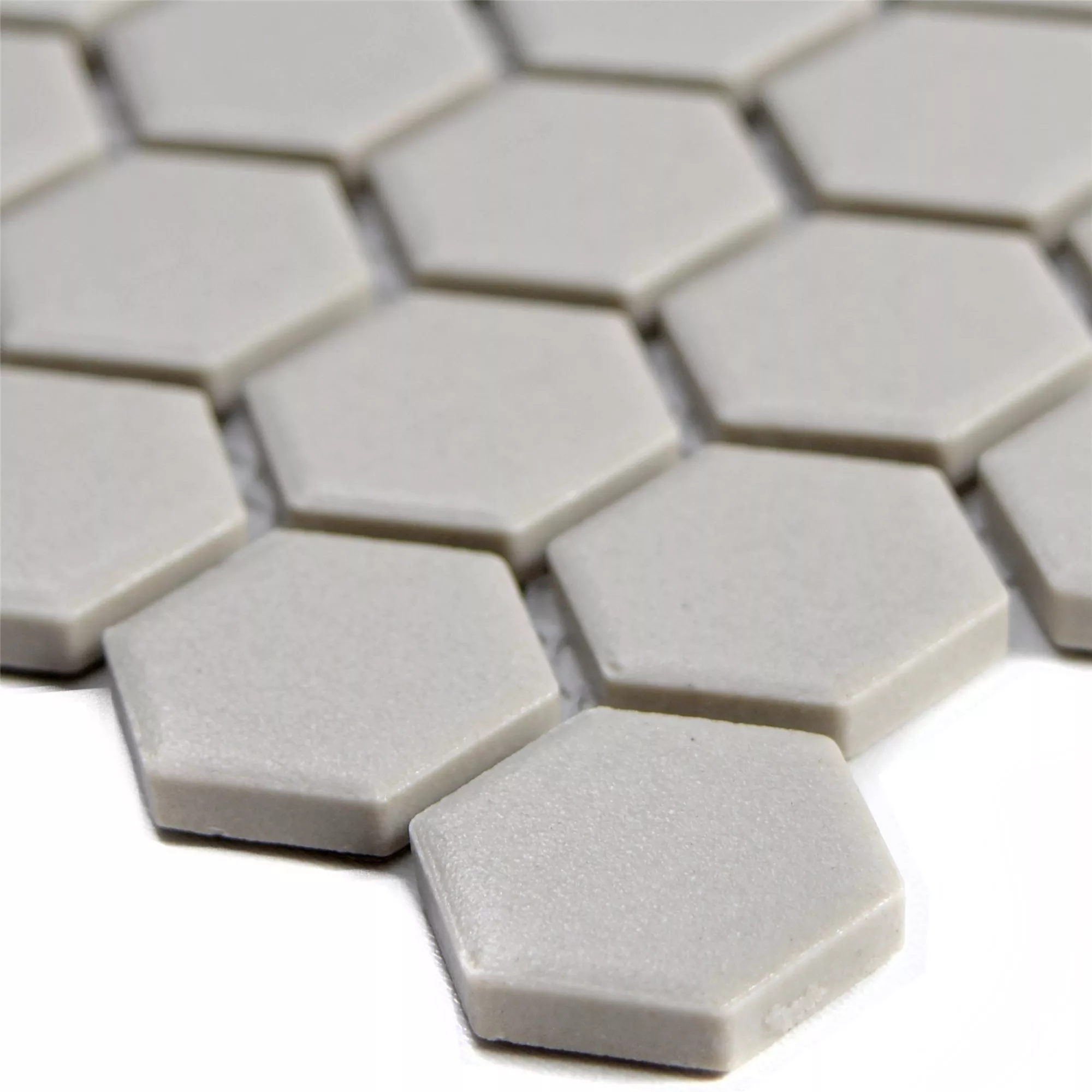 Prov Keramik Mosaik Hexagon Zeinal Oglaserad Ljusgrå R10B