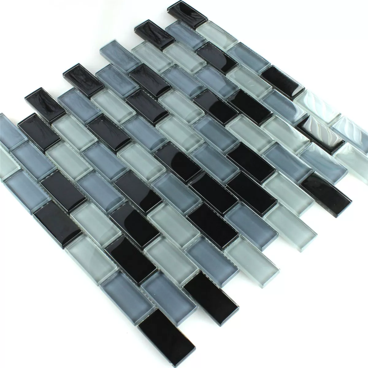 Prov Mosaik Glas Crystal Brick Svart