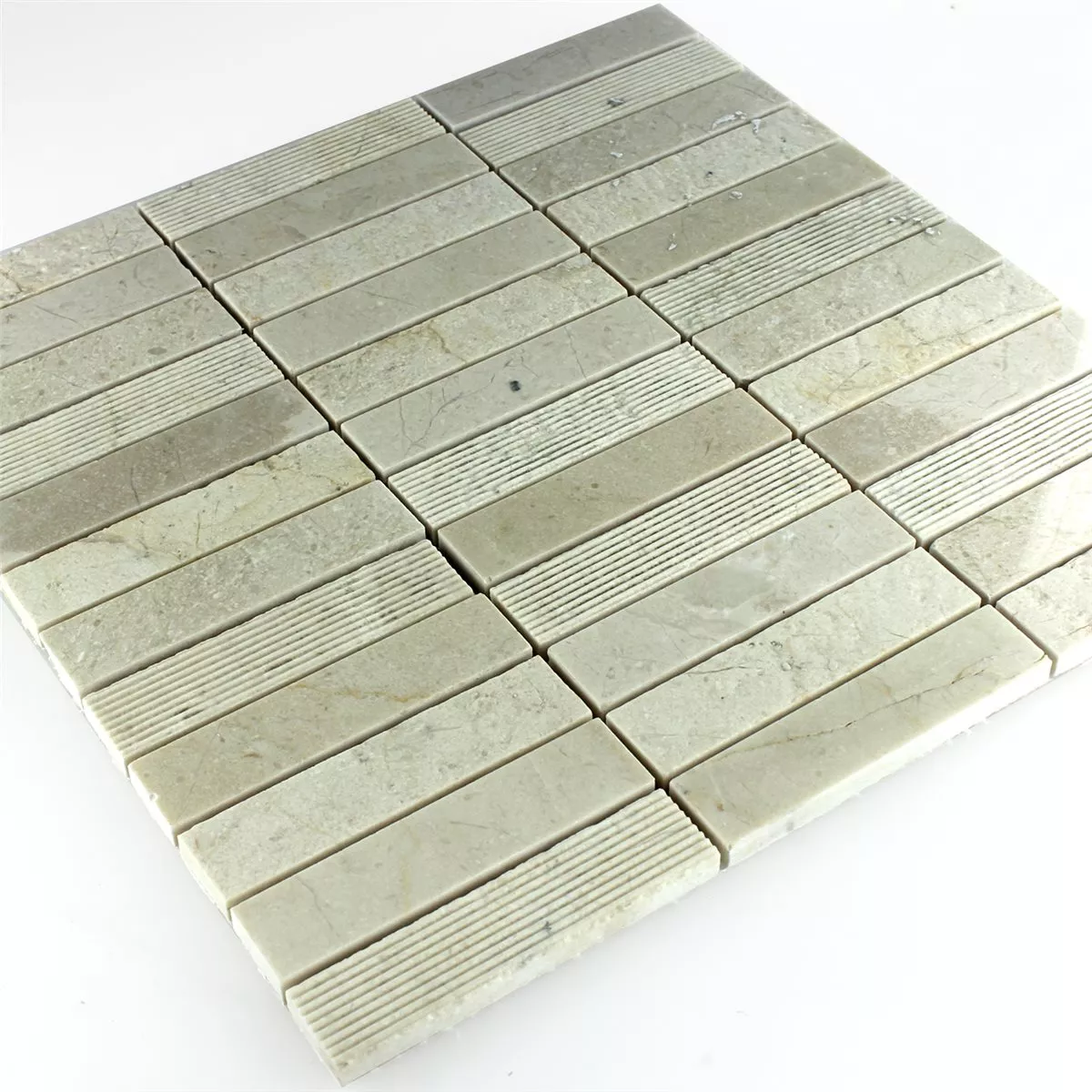 Prov Mosaik Marmor Sticka Fräst Polerad Beige