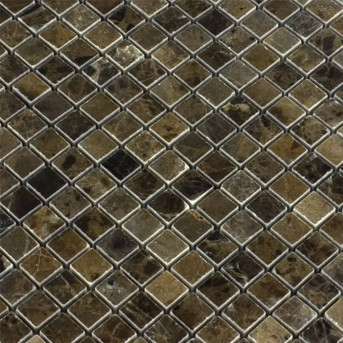 Mosaik Marmor Brun Polerad 15x15x7,5mm