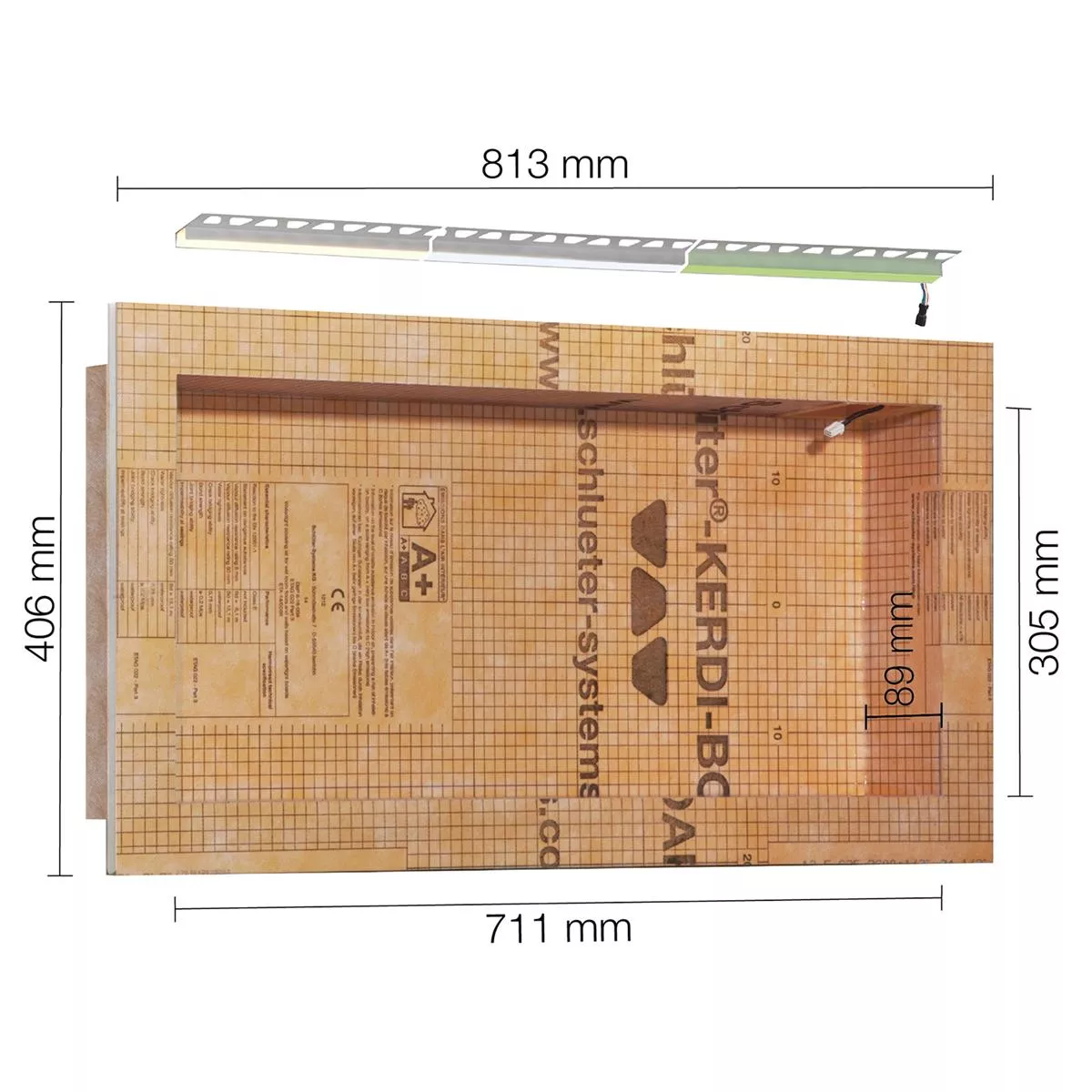 Schlüter Kerdi Board NLT nischset LED-belysning