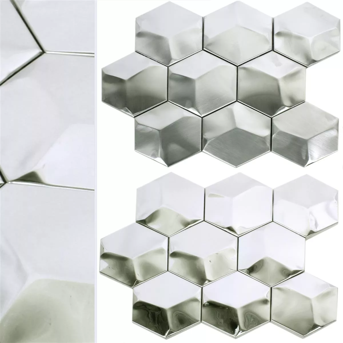 Mosaik Rostfritt Stål Contender Hexagon Silver